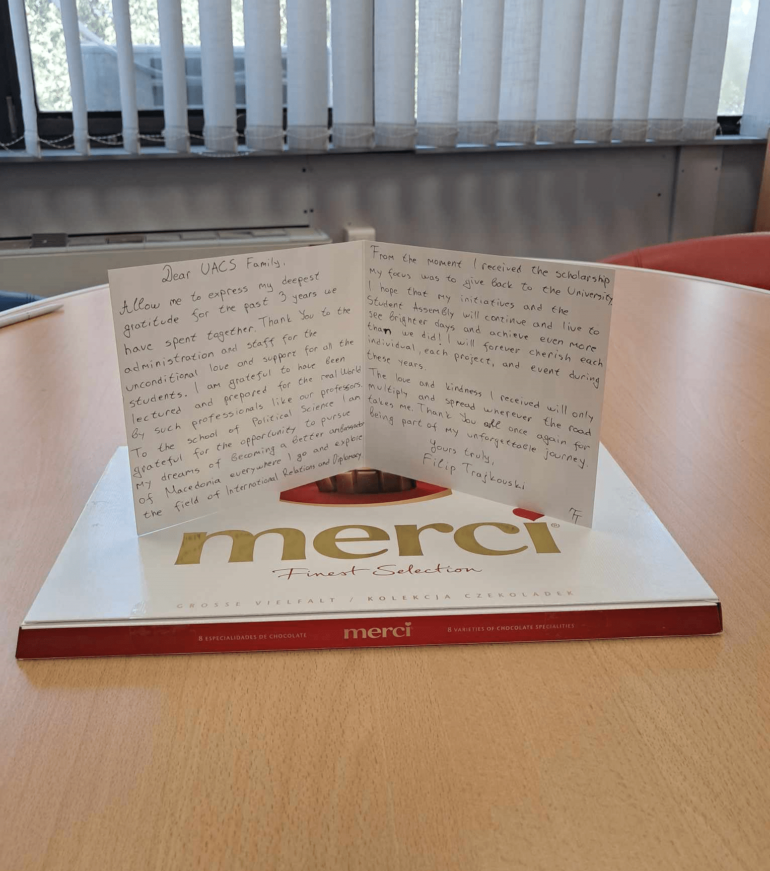 UACS Student Council President Filip Trajkovski's Heartfelt Tribute to the UACS Community